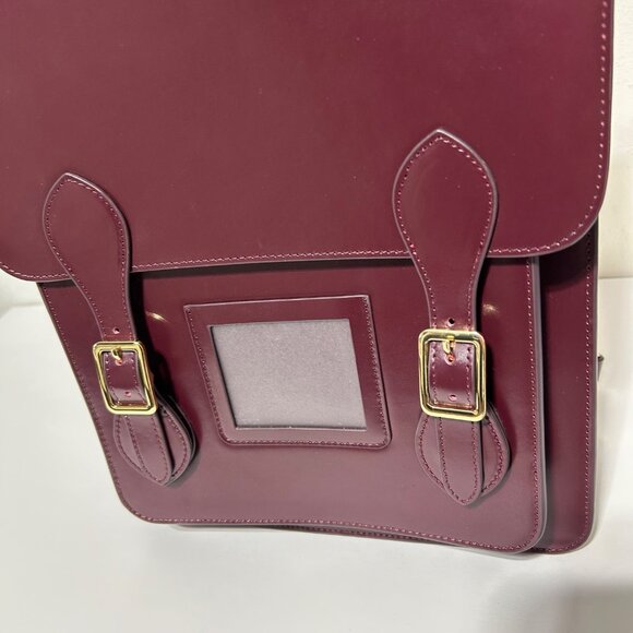 La Seine Burgundy Leather Backpack Satchel With Adjustable Straps - Picture 4 of 13